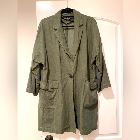 Zara Jackets & Coats Zara Medium Linen Blazer Olive Green Poshmark